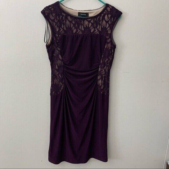 R&M Richards Purple Glitter Ruched Dress Mother Of The Bride Bridesmaid Wedding - Picture 1 of 5